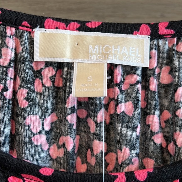 NWT Michael Michael Kors Soft Cotton Modal Heart Print LS Top, S - Picture 2 of 6